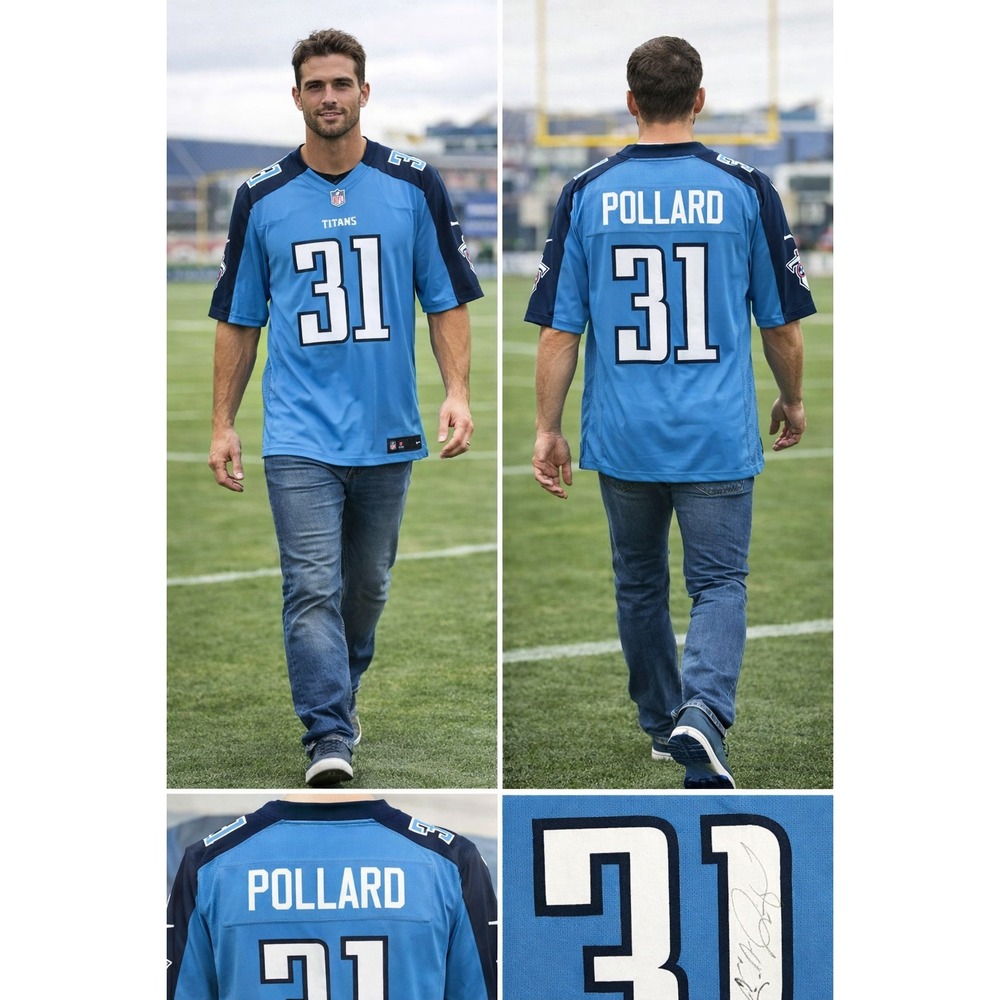 Nike‎ NFL Tennessee Titans Bernard Pollard #31 AUTOGRAPHED Souvenir Jersey Men L
